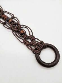 Hollow Out Woven Rhombus Pattern Polyester Belt, Versatile For All Seasons Summer, School Fall, Autumn, Halloween - A - View 2