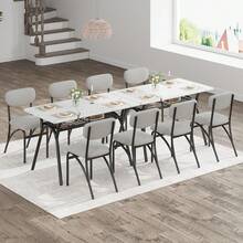 Conjunto de mesa de comedor de 5 piezas para 4 personas, mesa de cocina rectangular moderna con sillas de bucle para 4, mesa de comedor con estante de almacenamiento para espacio pequeño - Gris - Ver 6