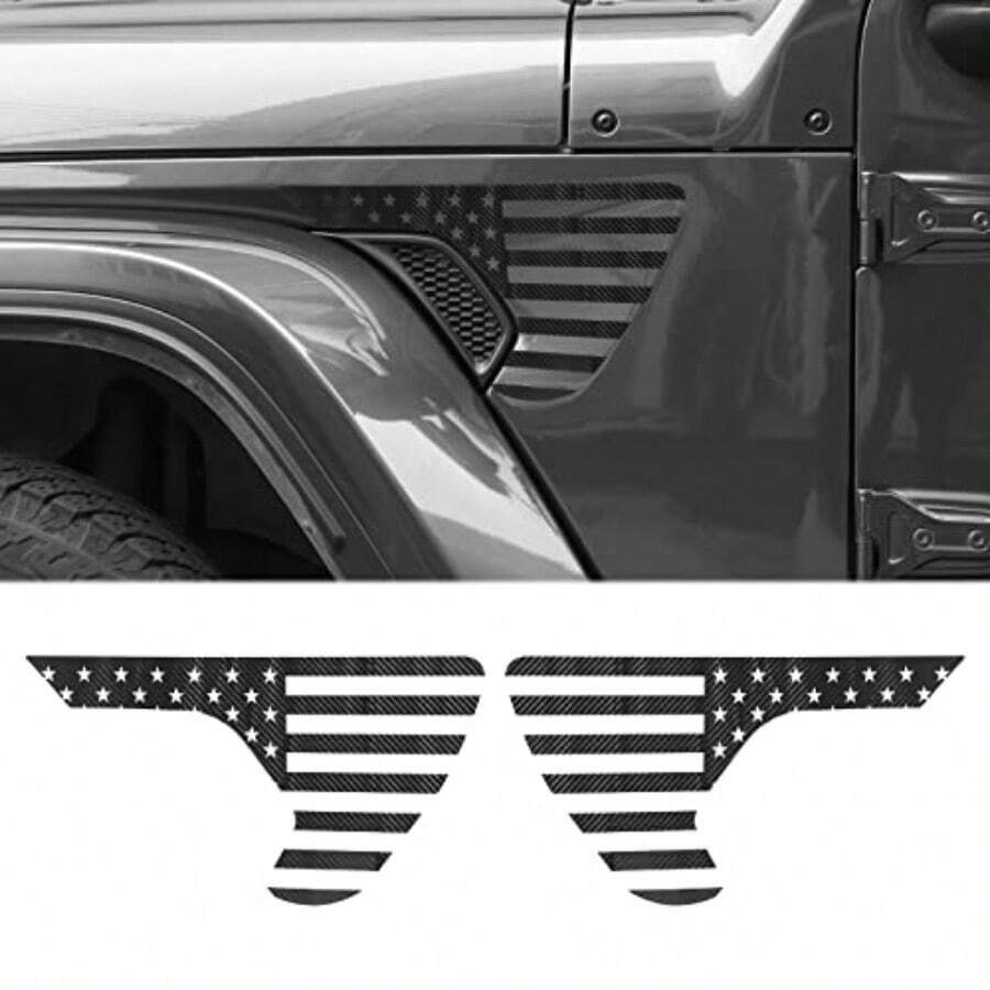 Amen Flag Decals Side Fender L USA Flag Stickers Exter Accessories Compate Wit Eep  2018-2025 L LU And 2020-2025  T Carbon Fir - Màu đen mờ - Xem 1
