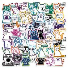 15张全新抽象猫咪贴纸 - 创意可爱趣味猫咪主题宠物贴纸，防水涂鸦贴纸 - 彩色 - 查看 3