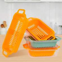 1 cái rổ thoát nước đa năng hai lớp, dùng để ráo đĩa, bát, dao kéo, rau củ quả, rổ thoát nước treo có thể mở rộng, dụng cụ nhà bếp - Nhiều màu - Xem 8