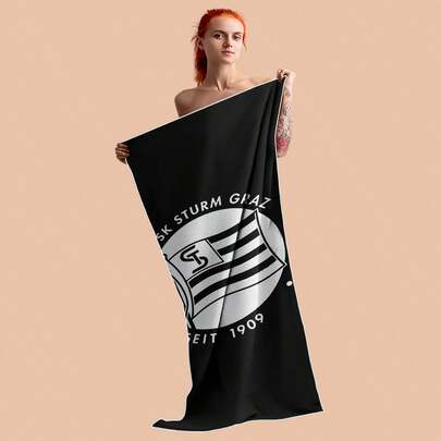 SK Sturm Graz Beach Towel - Super Absorbent, Knitted Polyester, Rectangular Beach And Bath Towel, Ideal For Beach And Bathroom Use, Beach Towel | Modern Design | Absorbent Fabric, Beach Towel