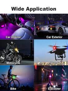 Lumières stroboscopiques LED sans fil avec télécommande, 8 couleurs, chargement USB, étanche, anti-collision, lumières d'avertissement d'urgence LED pour voiture, , drone, avion, vélo, pour la décoration de voiture, meilleur cadeau de fête pour la famille et les amis - A - Voir 10