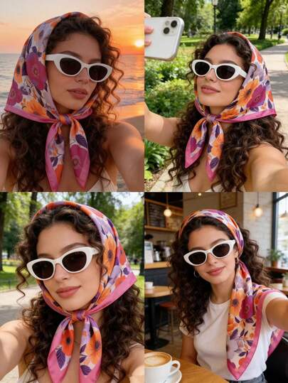 1条印花波西米亚风头巾，必备发带/头巾，时尚颈巾，日常装饰