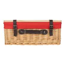 Red Hamper 46cm Buff Willow Picnic Basket With Pinewood Lid - Red - View 2