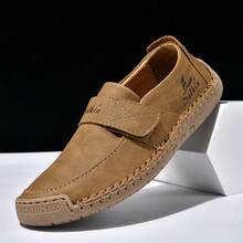 Unisex Casual Slip-On Loafers, Handmade Stitching, Suitable For Outdoor, Spring/Summer, Plus Size - Brown - View 2
