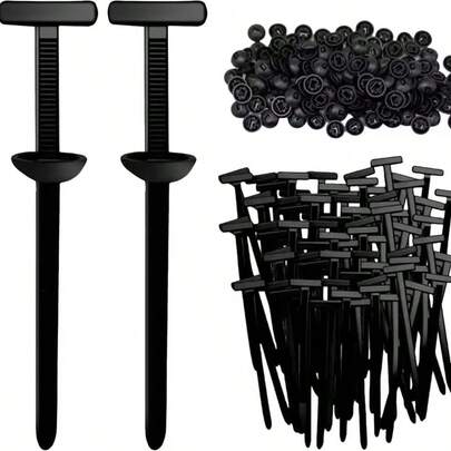 Set van 100 zware, zelfvergrendelende nylon kabelbinders met zwarte plastic koppen, zeer sterke geklonken verbindingen en een verbeterd veiligheidsvergrendelingsmechanisme. Geschikt voor autoreparaties, klussen in en rondom het huis, vrachtwagens en SUV's. Universele snelsluitingen.