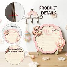 1/4 piezas Letrero de madera 3D "Hola Mundo", Tablero de anuncio de recién nacido, Suministros para fiesta de revelación de género, Decoración de fiesta de cumpleaños, Prop de foto, Regalo pequeño creativo - Tablero de anuncios de madera - Ver 9