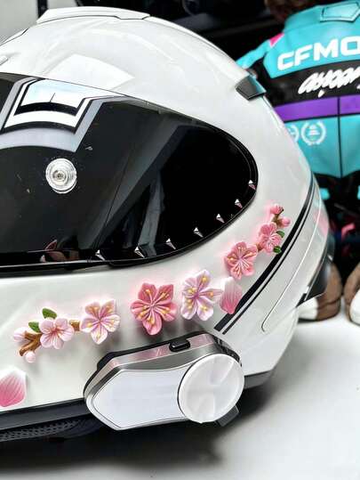 3D Sakura Flower Car Stickers, Pink Peach Blossom DIY Decals Suitable For Cars, Motorcycles, Helmets And Screens, Removable Waterproof Floral Decals, Cover Scratches