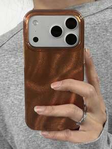 Y2K Style Glitter Laser Solid Color Phone Case Compatible With IPhone 17ProMax 17Pro 17 16ProMax 16Pro 16 15ProMax 15Pro 15 14 ProMax 14 13 Pro Max Fashion Cute Soft Protective Cover - Brown - View 3