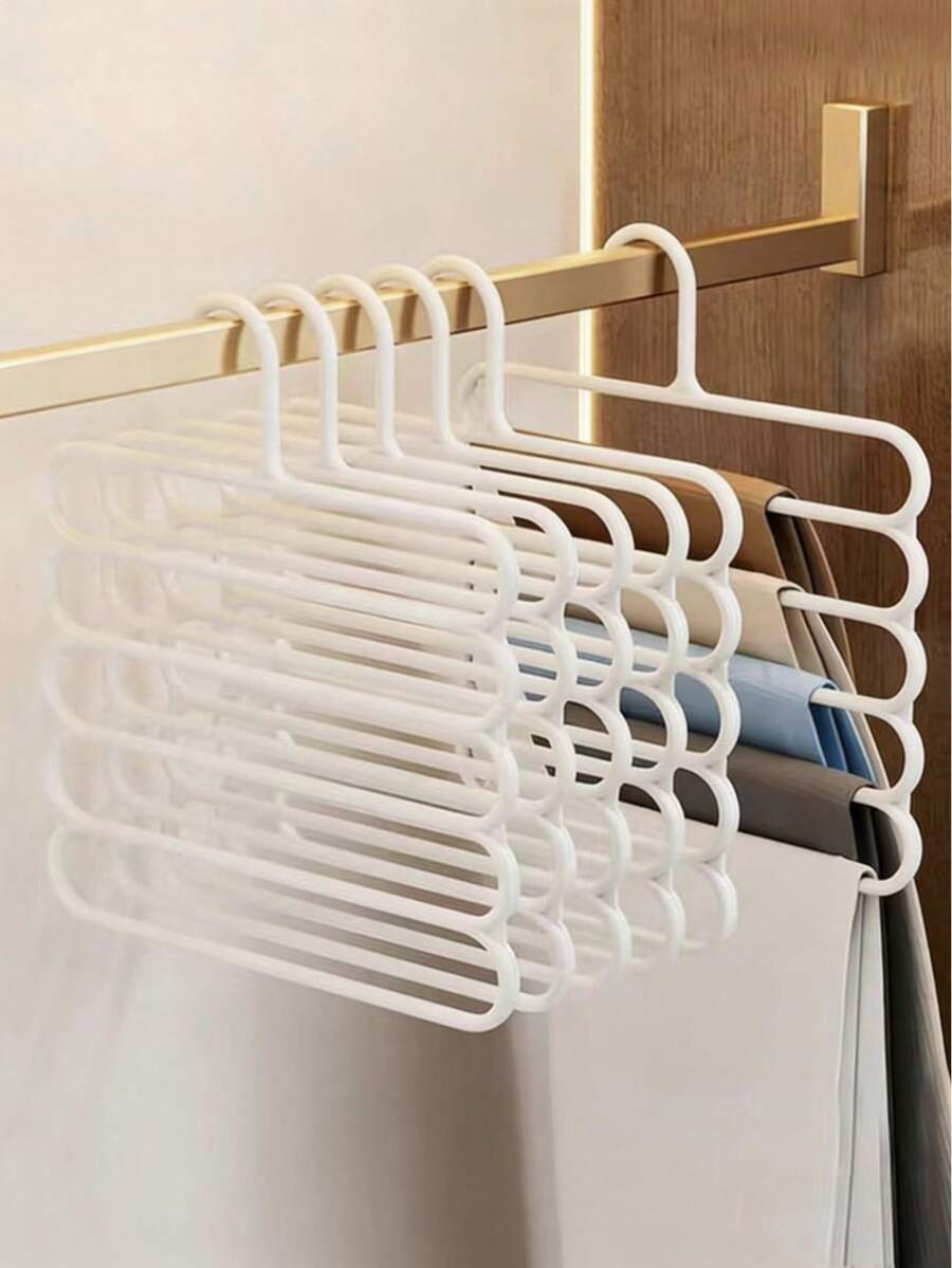 1/5/10pcs Pants Hanger Rack, Multi-Layer Non-Slip Seamless Wardrobe Pants Rack, Multi-Function Scarf Tie Rack, Pants Hanger Rack, Scarf Tie Rack, Home Pants Hanger, Dressing Room, Bedroom Wardrobe, Dressing Room Storage, Storage Cabinet, Clothing Storage, Wardrobe Organization, College Dorm, Space Saving, Back To School Supplies - White - View 1