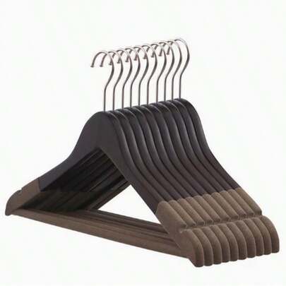 10 قطع شماعات ملابس خشبية مخملية، شماعات خزانة خشبية عتيقة بدون علامات، للاستخدام المنزلي