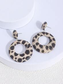 1 Pair Leopard Print Dangle Earrings - Multicolor - View 3