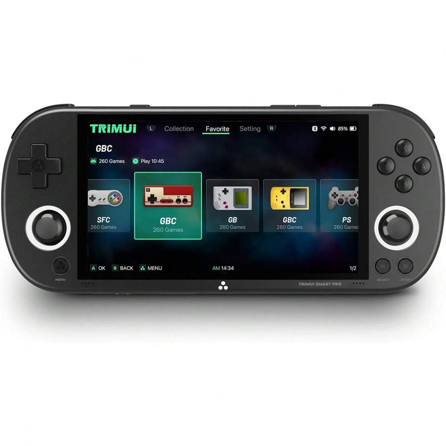 TRIMUI Smart Pro Portable Video Game Console, Mini Game Player Compatible With Over 20 Game Formats And 5-Inch HD IPS Screen, Video Game Console - Black - View 1