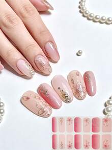 Damen Party Reise Nagelkunst Dekoration Rosa Blumenblatt Nagelaufkleber Heiße Tulpe Chrysantheme Nagelaufkleber DIY Freie Kombination - Verschiedenfarbig - Übersicht 2