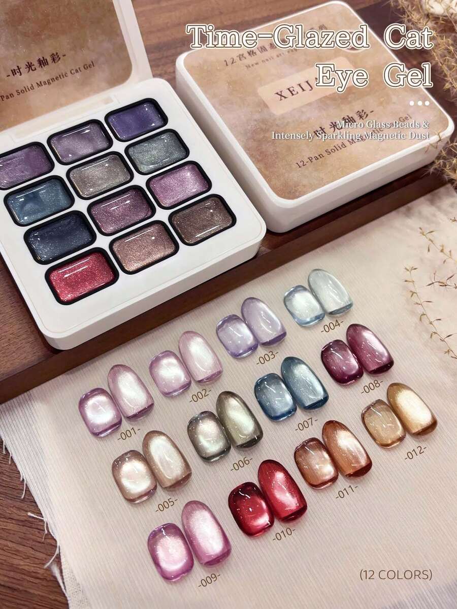 Sơn gel XEIJAYI 12 màu - Sơn móng tay dạng gel bán rắn, thích hợp cho việc tự làm móng, nghệ thuật vẽ móng kiểu Hàn Quốc, gel nhũ lấp lánh độ bão hòa cao dành cho các tiệm nail.