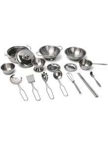 16件套不锈钢迷你厨房玩具套装，儿童过家家烹饪玩具，逼真烘焙场景，经久耐用，是圣诞节、感恩节、幼儿园教学、儿童生日的完美礼物 - 彩色 - 查看 10