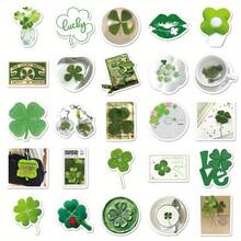 50张小清新三叶草INS风系列卡通涂鸦贴纸，适用于DIY手册、行李箱、头盔、桌面、马克杯、笔记本等。 - 方形 - 查看 3