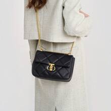 Cross-Border Fashion Rhombus Chain Shoulder Bag, Black Lockable Crossbody Bag - Black - View 1