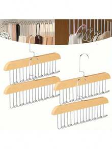2pcs Wardrobe Bra Hanger, Vest Hanger 3pcs Set, With 8 Hooks, Can Accommodate 24 Bras, Wood Saving Space Hanger, 360 ° Rotating Closet Storage And Camisole, Swimwear, Lace Up Dresses, Storage Space In Dormitories And Apartments - 2pcs - View 10
