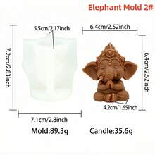 可爱硅胶蜡烛模具 | 3D象神雕像蜡烛模具，适用于DIY香薰蜡烛、香皂、树脂艺术品 | 灵性家居装饰及冥想礼物 - 大象 - 查看 8