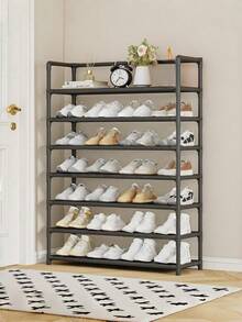 1 Stück Mehrfarbiges Großraum Minimalistisches Schuhgestell - Dickes Stahlrohr Mehrstufiges Schuhgestell, Schwarz/Weiß Minimalistisches Mehrstufiges Schuhgestell, Haushalts-Eingangsbereich Schuhschrank für den täglichen Gebrauch. Unverzichtbar für Studentenwohnheime und Mietwohnungen. Kann Taschen und Schuhe aufbewahren. Unverzichtbar für die tägliche Organisation und saisonale Aufbewahrung. - Schwarz - Übersicht 5