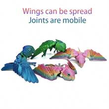 3D 打印鹦鹉鸟动物毛绒玩偶，灵活关节创意收藏装饰品，适合家庭、办公室、汽车，理想的圣诞节和万圣节礼物 - 彩色 - 查看 9