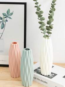 1pc Minimalist Decorative Vase, Suitable For Living Room, Bedside Table, Coffee Table, TV Cabinet, Delicate Plastic Vase, Creative Decorative Flower Vase, Simple And Fresh White Modern Nordic Style Home Decor - Multicolor - View 1