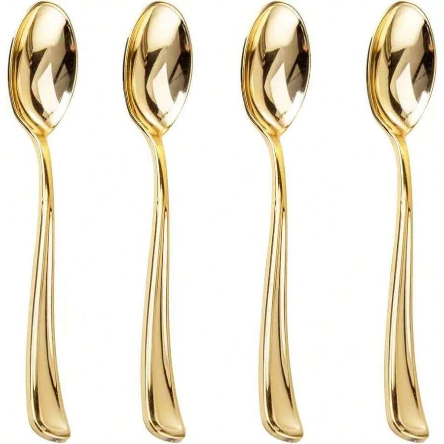 75/50pcs Set Gold Hammered Cutlery Set, High-End Shiny, Suitable For Birthday Parties, Festivals And Other Occasions, Elevate Party Atmosphere! - Gold - View 1