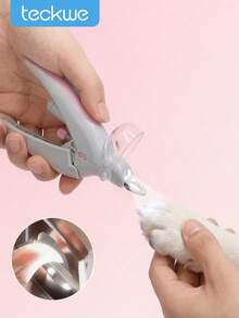 Teckwe LED Lighted Pet Nail Clipper, Suitable For Cats & Dogs Nail Trimming, Professional Pet Grooming Tool, Pink (Replaceable Blades) - Pink - View 1