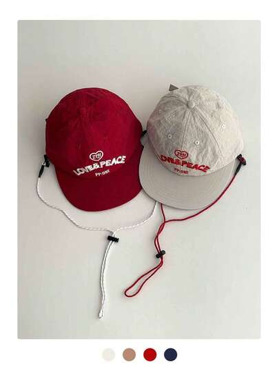 1顶抽绳平沿棒球帽 - 街头风后扣款式，速干轻盈柔软帽顶，可调节，适合夏季，男女通用