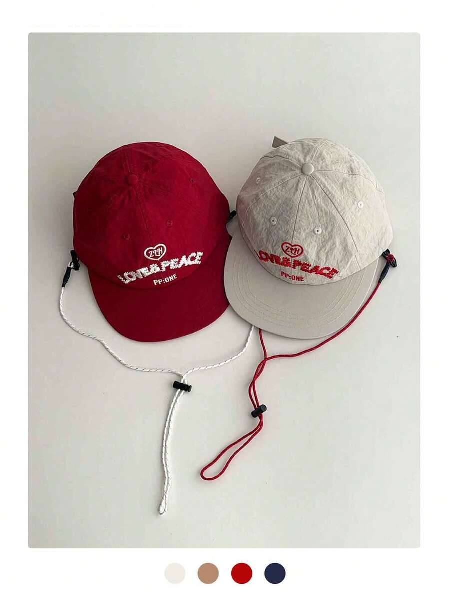 1pc Drawstring Flat Bill Baseball Cap - Streetwear Snapback Style, Quick-Dry, Lightweight Soft Top, Adjustable, Suitable For Summer, Unisex - LOVE Lanyard - View 1