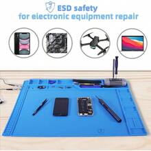 MIKITOOL Large Anti Static Mat With Grounding Accessories, Heat Resistant Silicone Soldering Mat, Magnetic Work ESD Pad For Pc Building, Electronics, Laptop, Cellphone Repair Soldering - ESD Mat-330 L - View 4
