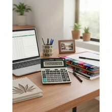 Portable Calculator For School And Office EC008 Accounting Notebook With Integrated Calculator For Students And Professionals - Grey - View 2