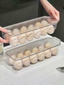 12-Slot Plastic Egg Storage Box/Container With Lid, Suitable For Home Kitchen Use. Egg Storage Box With Anti-Collision Compartments And Stackable Transparent Cover, Applicable For Refrigerator, Cabinet, Drawer And Shelf, Kitchen Organization And Storage Solution, Kitchen Accessory. - Multicolor - View 1