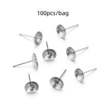 20/100个/包 3-10毫米不锈钢珍珠耳钉，珍珠耳钉背托，低过敏性耳针，适用于DIY珠宝制作 - 珍珠耳針 - 查看 11