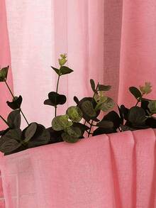 2 Panels Màu thuần Cửa sổ mỏng , Có thể tháo rời Trong mờ Trang trí Rèm Đối với Phòng ngủ Phòng khách Sự riêng tư Rèm - Hồng - Xem 2