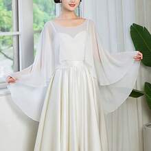 1pc Women's Chiffon Shawl, Scarf, Elegant Bridal Party Cover Up Shrug - Multicolor - View 2