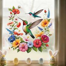 1 miếng dán cửa sổ hình chim ruồi và hoa mùa xuân/hè, decal dán tường tự dính bằng PVC có thể tháo rời, thích hợp trang trí phòng ngủ, phòng khách, ban công và cửa sổ trưng bày. - Chim của người bán hoa - Xem 3