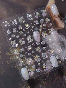 1张贝壳灵感极简透明美甲贴纸，珠光泡泡美甲贴花，美甲，美甲配件，美甲贴纸 - 彩色 - 查看 1