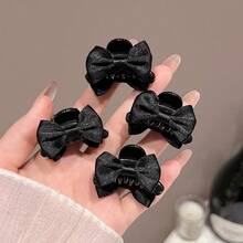 4 chiếc kẹp tóc nơ bằng satin đen, kẹp tóc mái đa năng - Nhiều màu - Xem 7
