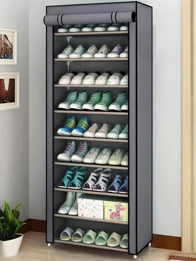 6/8/10 Tier Shoe Rack With Dust Cover, Non-Woven Fabric Space Saving Shoe Organizer, Large Capacity, Easy Assembly, Portable Shoe Cabinet, Suitable For Various Scenes Like Entrance, Storage Shelf, Home And Dorm Storage, Shoe Storage, Shoe Rack, Room Decor, Shelf, Rack, Minimalist, Spring Break, Luxury Bohemian Style, Premium Design, Mother's Day, Saudi National Day