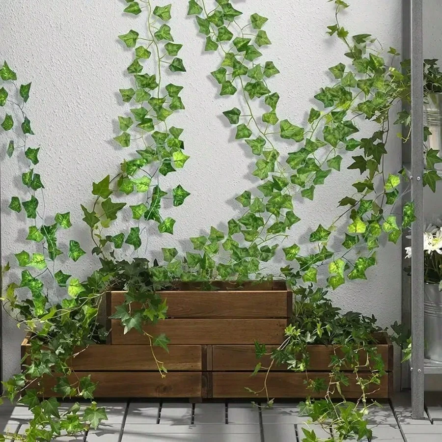 Artificial Ivy Vines, Sweet Potato Leaf Vines - Wedding Decor Fake Vines, Bedroom Fake Ivy Vines, DIY Party Decor, Fake Vines With Leaves, Indoor/Outdoor Wall Decor Artificial Ivy Wreath Hanging Vines - Green - View 1