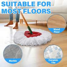 6 Pack Mop Heads Replacements, Mop Replace Refills, Easywring Spin Mop Heads Replacements, Easy-To-Replace, Microfiber, Washable, Easy Cleaning, White, Popular Mop Refills - 6 Count (Pack Of 1) - View 2