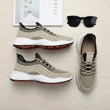 Tenis de hombre en oferta Tenis para hombre deportivos casuales de malla tejida transpirable primavera verano Zapatos para hombre cómodos con cordones suela antideslizante amortiguación suave calzado deportivo ligero moda urbana estilo para caminar gimnasio entrenamiento diario fitness running cómodos y versátiles - Caqui - Ver 9