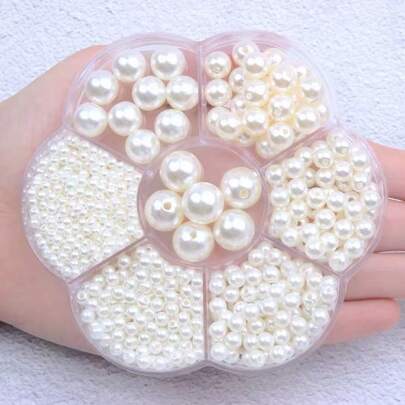 Plum Blossom Pattern Bright ABS Faux Pearl Beads DIY Handmade Jewelry Earrings Materials Pack, Hair Accessories Beads