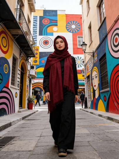 1pc Women's High-Quality Pleated Scarf, Lightweight Breathable Pleated Neck Wrap - Long Pleated Multicolor Shawl, Retro Scarf, Literary Fresh Silk Scarf, Bohemian Beach Holiday Shawl