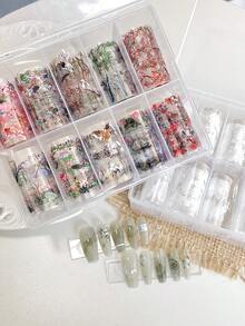 1 Box Nail Art Decorations - Lace, Transparent, White, Colorful, Holographic Hollow Bow Decals, Stickers, Nail Foils For DIY Nail Art, Korean Style - 彩色 - 查看 3