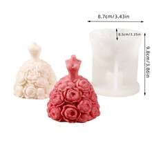 1个DIY婚纱硅胶蜡烛模具，素色裙摆3D婚纱装饰模具 - 透明色 - 查看 15