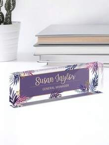 Custom Acrylic Name Plate Personalized Floral Desk Nameplate Custom Text Office Desk Sign For Women Boss Coworker Gift. Personalized Acrylic Desk Nameplate Custom Text Floral Office Name Sign For Home Office Business Teacher Boss Gifts. - Multicolor - View 20